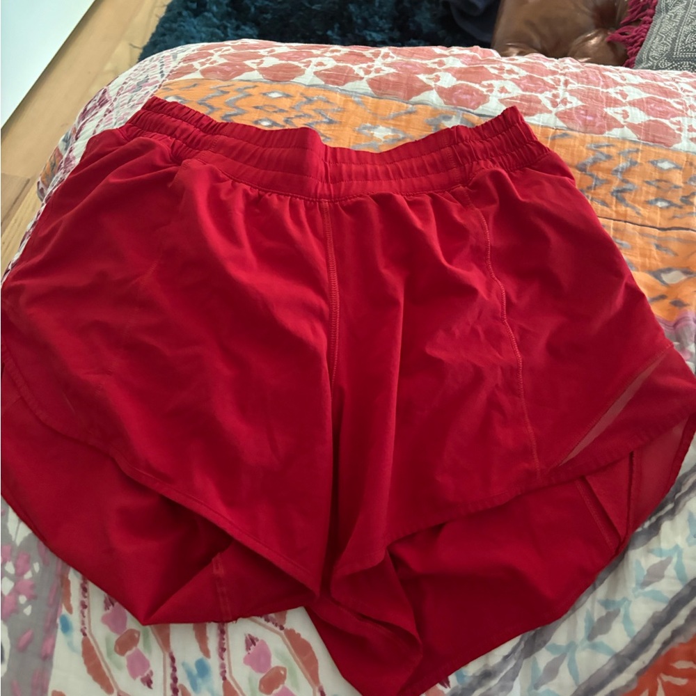 Red lulu lemon shorts in excellent condition size 8 tall!